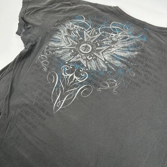 VTG Mens Grey Blue Route 66 Strength, Honor, Courage V Neck Graphic T Shirt Sz L - Picture 5 of 6